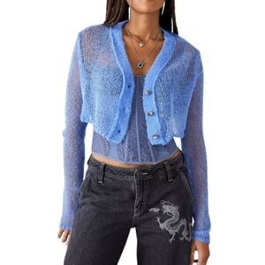 Urban Outfitters Open Knit Sadie Sheer Crop Cardigan